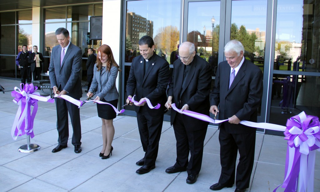 Niagara University Cuts Ribbon on B. Thomas Golisano Center for Integrated Sciences Jeffrey Holzschuh, ’82, Bethany Zakrzewski, '14, Father James J. Maher, C.M., Father Joseph L. Levesque, C.M., and Tom Golisano cut the ribbon to signify the official opening of the B. Thomas Golisano Center for Integrated SciencesJeffrey Holzschuh, ’82, Bethany Zakrzewski, '14, Father James J. Maher, C.M., Father Joseph L. Levesque, C.M., and Tom Golisano cut the ribbon to signify the official opening of the B. Thomas Golisano Center for Integrated Sciences