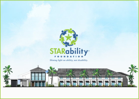 Exterior elevation rendering of STARability Foundationâ€™s future new campus in Naples.